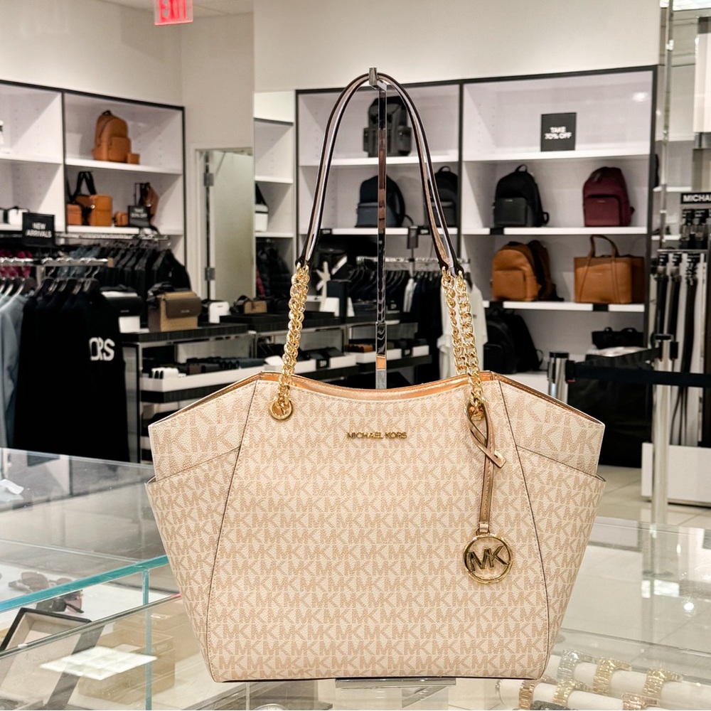 Michael Kors Jet Set Travel Large Shoulder Chain Tote Bag MK Rose Gold
